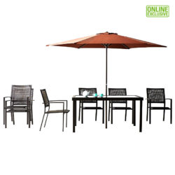 Barcelona 6-Seater Outdoor Dining Set with 2.7m Parasol